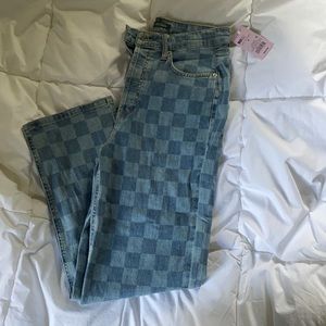 Target Checkered Wide Leg Jeans. NWT